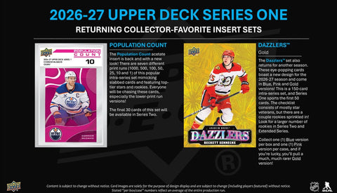 2026/27 Upper Deck Series 1 Hockey Hobby Box PRE-ORDER SPECIAL