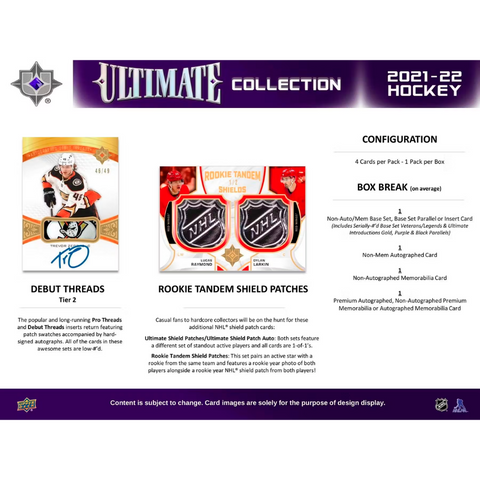 2021/22 Upper Deck Ultimate Collection Hockey Hobby Box