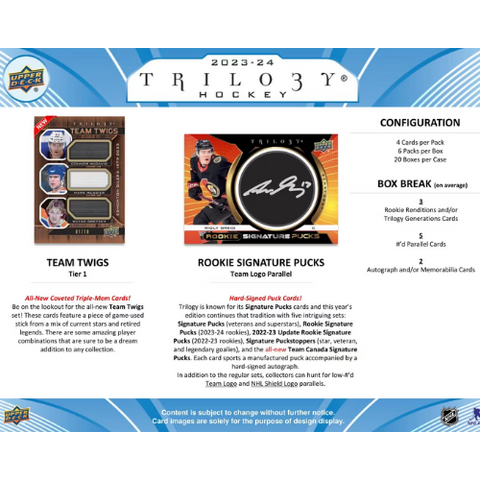 2023/24 Upper Deck Trilogy Hockey Hobby Box
