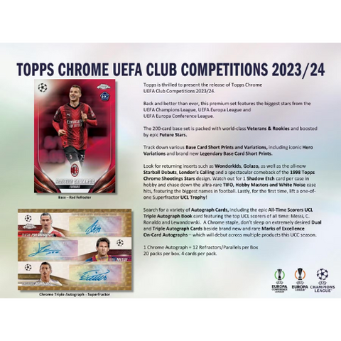 2023/24 Topps Chrome UEFA Club Competitions Soccer Hobby Box