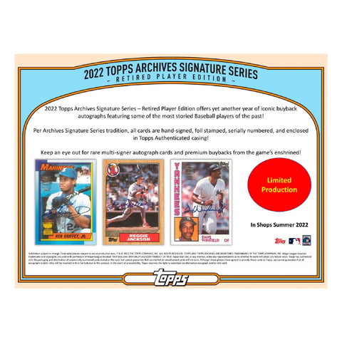 2022 Topps Archives Signatures Retired Player Edition Baseball Hobby Box