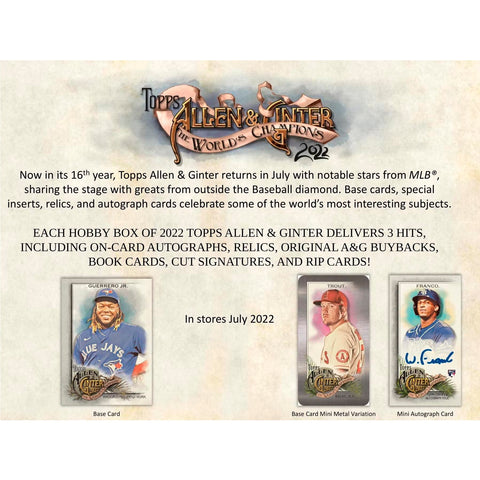 2022 Topps Allen & Ginter Baseball Hobby Box