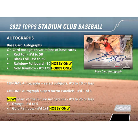 2022 Topps Stadium Club Baseball Hobby Box