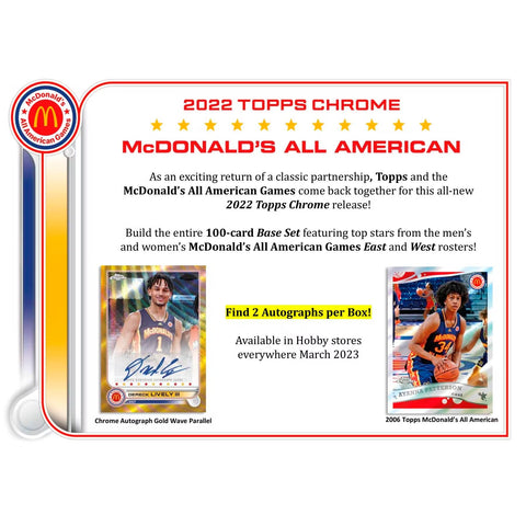 2022 Topps McDonald's All American Chrome Basketball Hobby Box